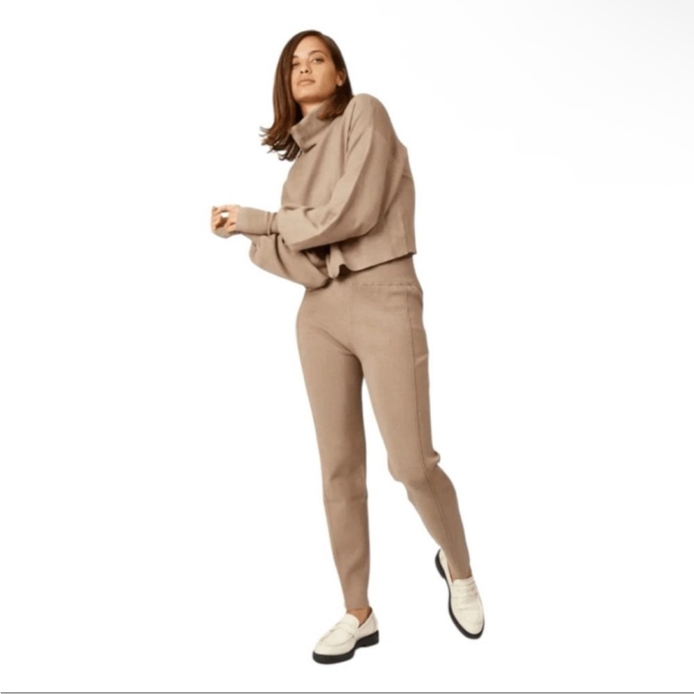 Silk & Salt Luxe Lounge Set Taupe Knit Two Piece Sweater Pants New Small $150 - Picture 6 of 11